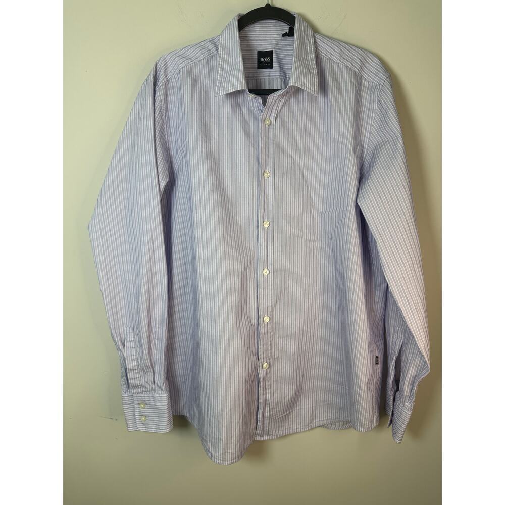 Hugo Boss dress shirt‎ size XL Blue Pinstriped